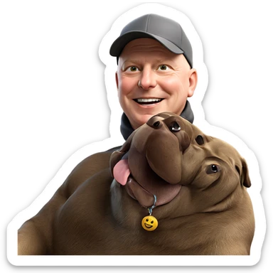 happy boy with dog hat sticker