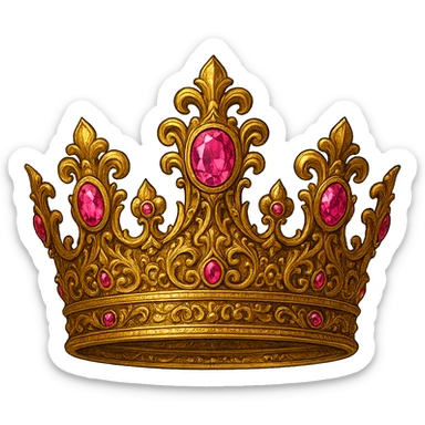 detailed crown with pink jewels sticker