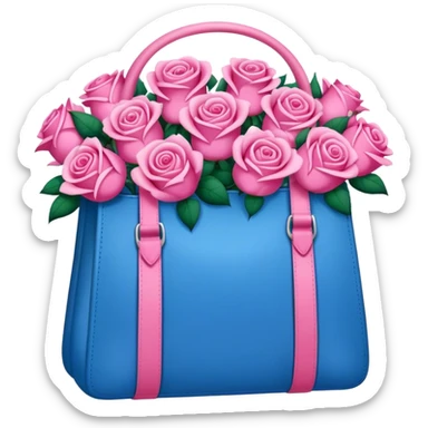 A blue bag full of rose that's colored pink sticker