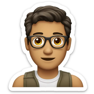 Hombre de 26 años con gafas y con cabello negro y ojos color cafe con un gesto de asombro sticker