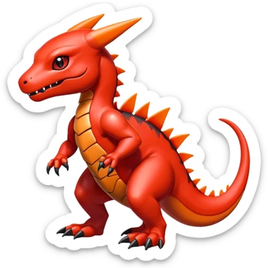 Cute Shiny Guilmon-Salandit-Fakémon-hybrid-creature (full body)  sticker