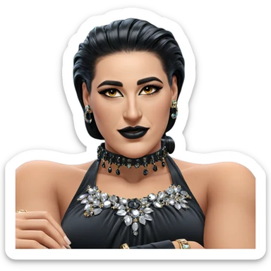 black hair with elegant jewelry sticker