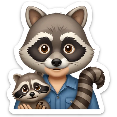 man with racoon sticker