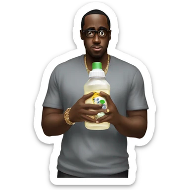 Sean diddy combs holding baby oil sticker