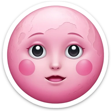 Pink moon with no eyes, no nose, no eyebrows and no mouth sticker