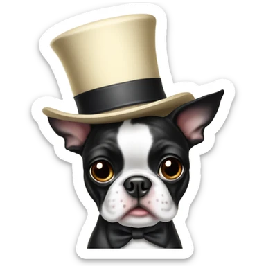 Boston Terrier in a top hat sticker