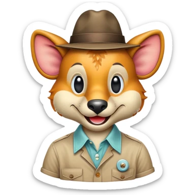 retro 1950s anthropomorphised animal head sticker