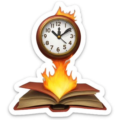 fire clock with book sticker