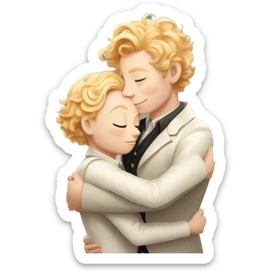 ginger crowley blond aziraphale from good omens cuddling  sticker