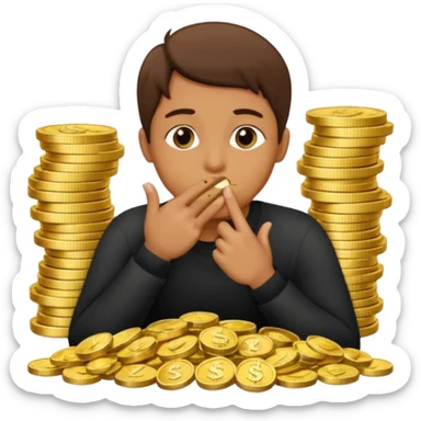 a bank de dinero y una persona haciendo gesto de silencio sticker