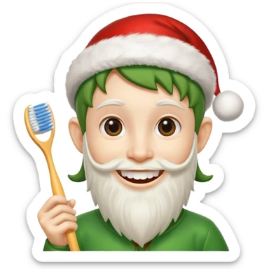 DUENDE NAVIDEÑO CON CEPILLO DE DIENTES EN LA MANO sticker