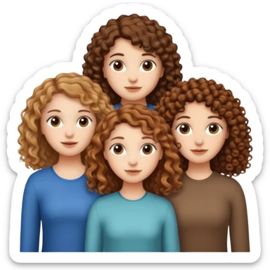 Three white girls, all of off this with brown hair but one whit straight one whit curly and one whit very curly sticker