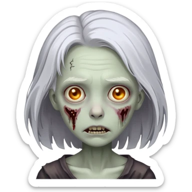 A pale zombie girl with white grey hair sticker