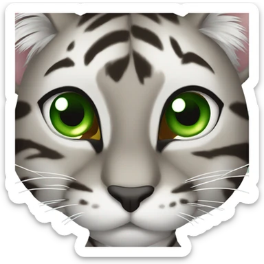 silver brown ish tiger cat with green eyes sticker