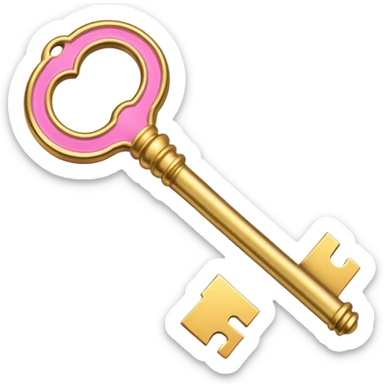 gold pink antique key  sticker