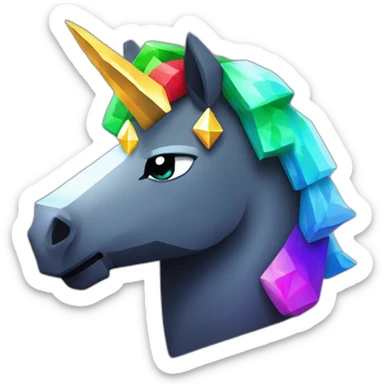 Minecraft Rainbow Black Unicorn Head With Diamond Horn sticker