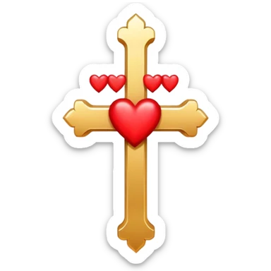 A cross with two hearts  sticker