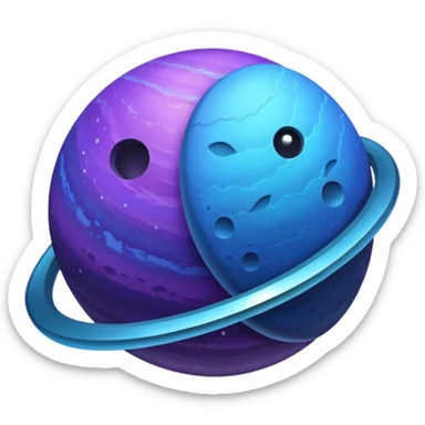 Oval shaped planet, 2 moons, ring sticker