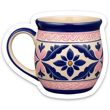 Pink white & beige Talavera mug  sticker