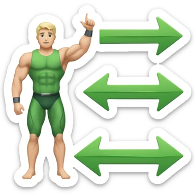 A graphics sheet in which graphic is going up titled "muscle mass" sticker