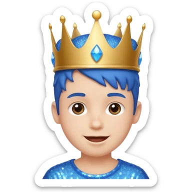 blue Boy happy glitter blue crown sticker