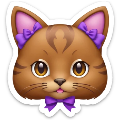 Brown kitty with a purple bow sticker