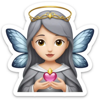 Gata gris oscura con blanco con dizfraz de hada sticker