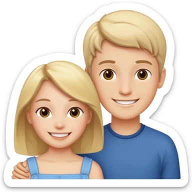 Boy and lady with smiles indoors sticker