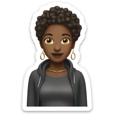 Black girl with curly hair and hoop earrings sticker