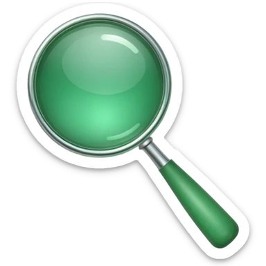 create a custom PNG of a green magnifying glass emoji that uses the same colour scheme and gloss as the 💚 and the 🟢 sticker