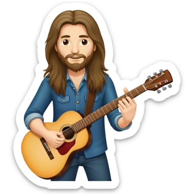 long haired man full body sfw with guitar sticker
