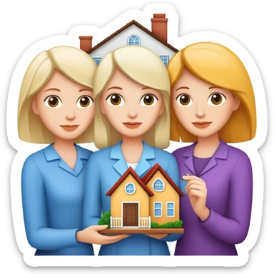 3 white women holding a home title sticker