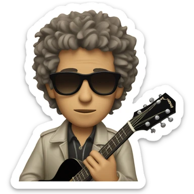 bob dylan with sunglases and guitar sticker