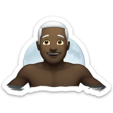white man swimming in the moonlight sticker