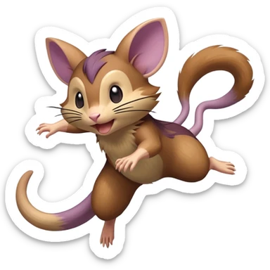 Rattata, leaping in mid-air, dynamic action pose sticker