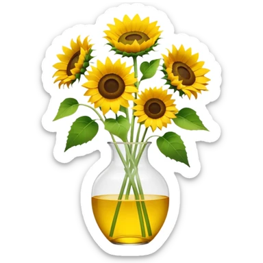 sunflower bouquet in a clear vase with scandinavian minimalist vibe sticker