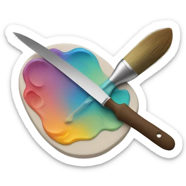 artist palette with sword as brush sticker