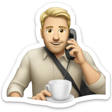 White guy driving having a coffee talking on the phone sticker