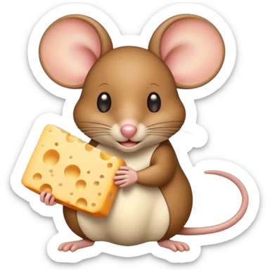 Mouse holding cheese sticker
