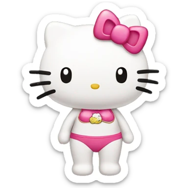 hello kitty wearing bikini sticker