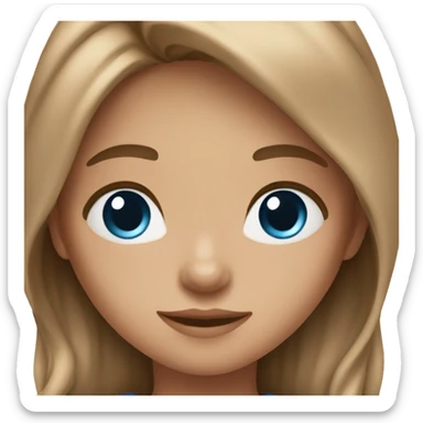 Girl with light brown long  brown long hair, blue eyes, and peachy skin  sticker