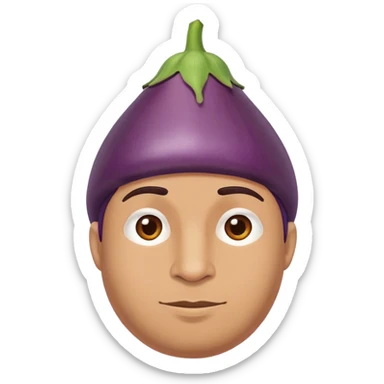 man with a egg plant on his head sticker