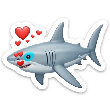 Tiburón con corazones sticker