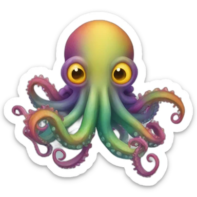 a multi-colored kraken who is afraid sticker