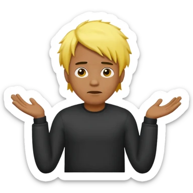 Quiero este emoji🤷🏼‍♂️ pero el chico de color negro y el pelo amarillo sticker
