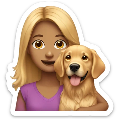 Teen girl with a golden retriever  sticker