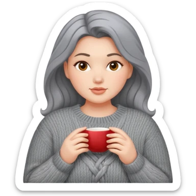 Design a woman’s grey sweater for a voluptuous woman. Only design the sweater. Remove the woman sticker