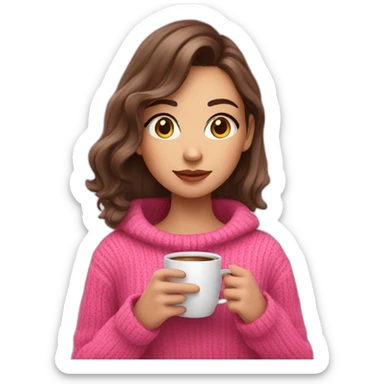 A gaming girl wearing pink sweater and a coffe cup in her hand  sticker