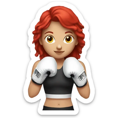 Boxing girl, red hair, white skin, red boxing gloves sticker