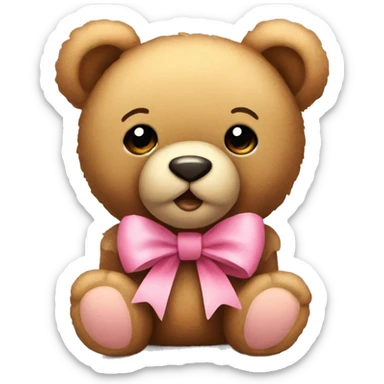 teddy bear with a pink bow sticker